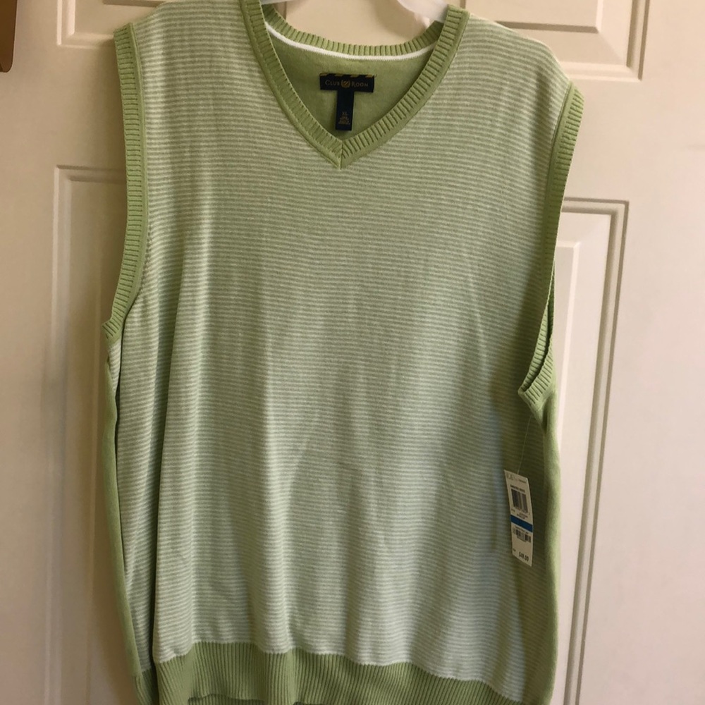 Club Room Sweater Vest XL Lime Green white stripe